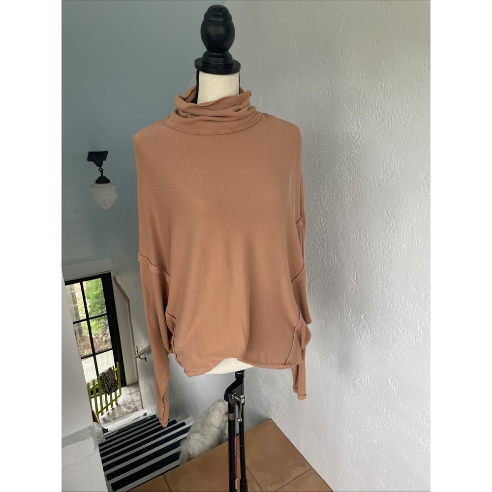 Free People We The Free Caramel Alameda Lagenlook Pullover Ribbed Oversized Smal